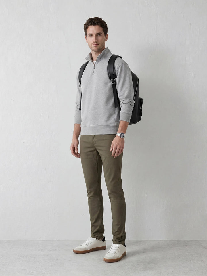 Solid Slim Fit Trouser | Olive