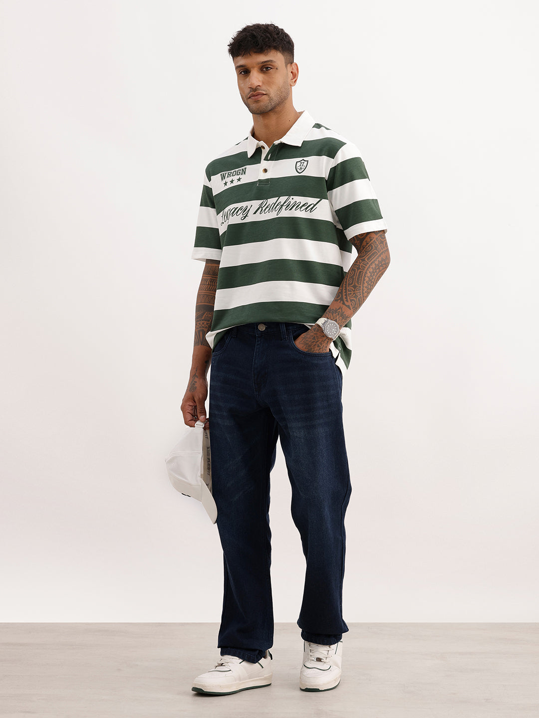 Comfort Fit Placement Printed Polo T-Shirt | Off White