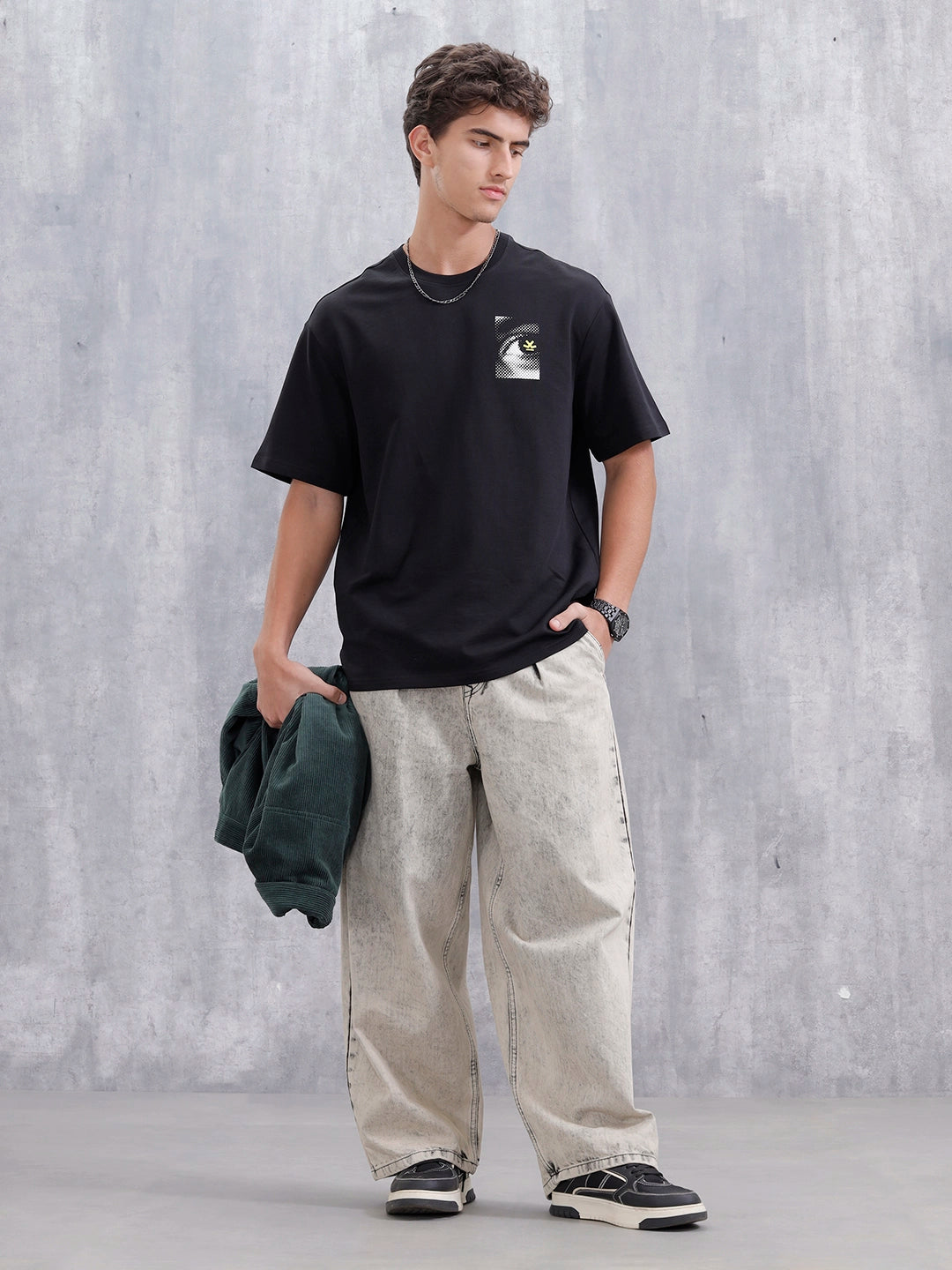 Bizarre Elements Oversized Cotton Back Print T-Shirt | Black
