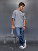 Men's Textured Oversized T-shirt  |  Grey