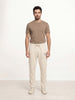 Solid Regular Fit Printed Jogger | Beige