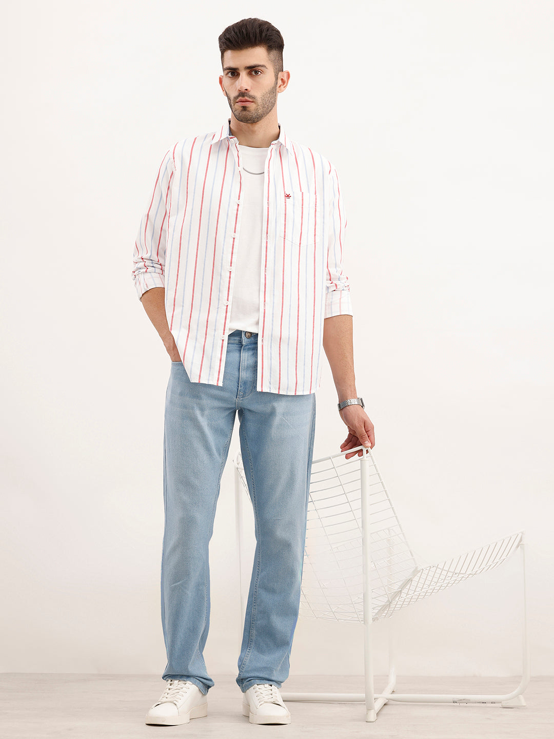Slim Fit Striped Shirt | White