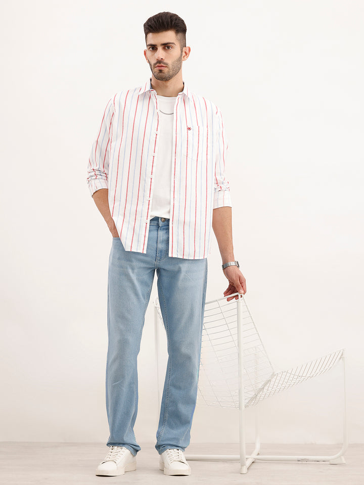 Slim Fit Striped Shirt | White