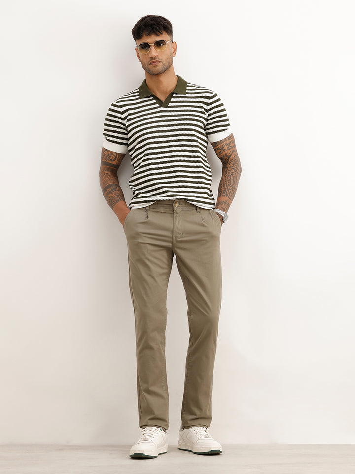Classic Solid Slim Fit Trouser | Olive