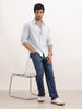 Slim Fit Striped Full Sleeve Shirt | Light Blue