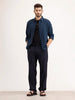 Anti Fit Pleated Trouser | Navy Blue
