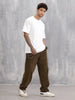 Striped Oversized Fit T-shirt With Puff Print | White