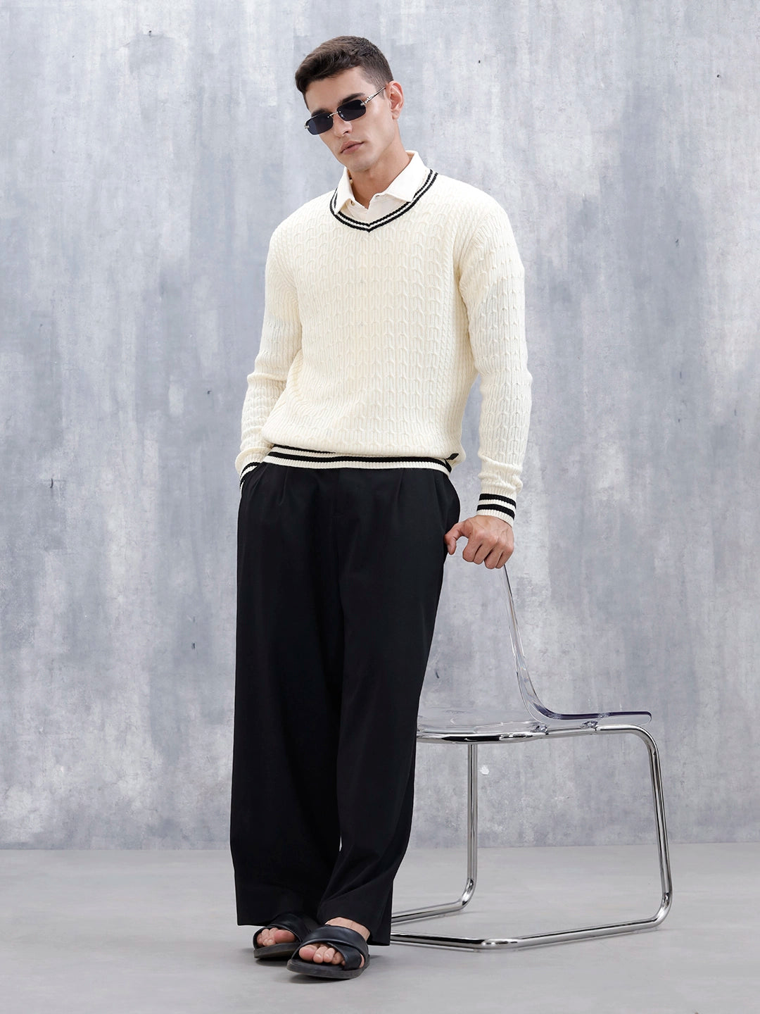 Men's Slim Fit Pullover | White