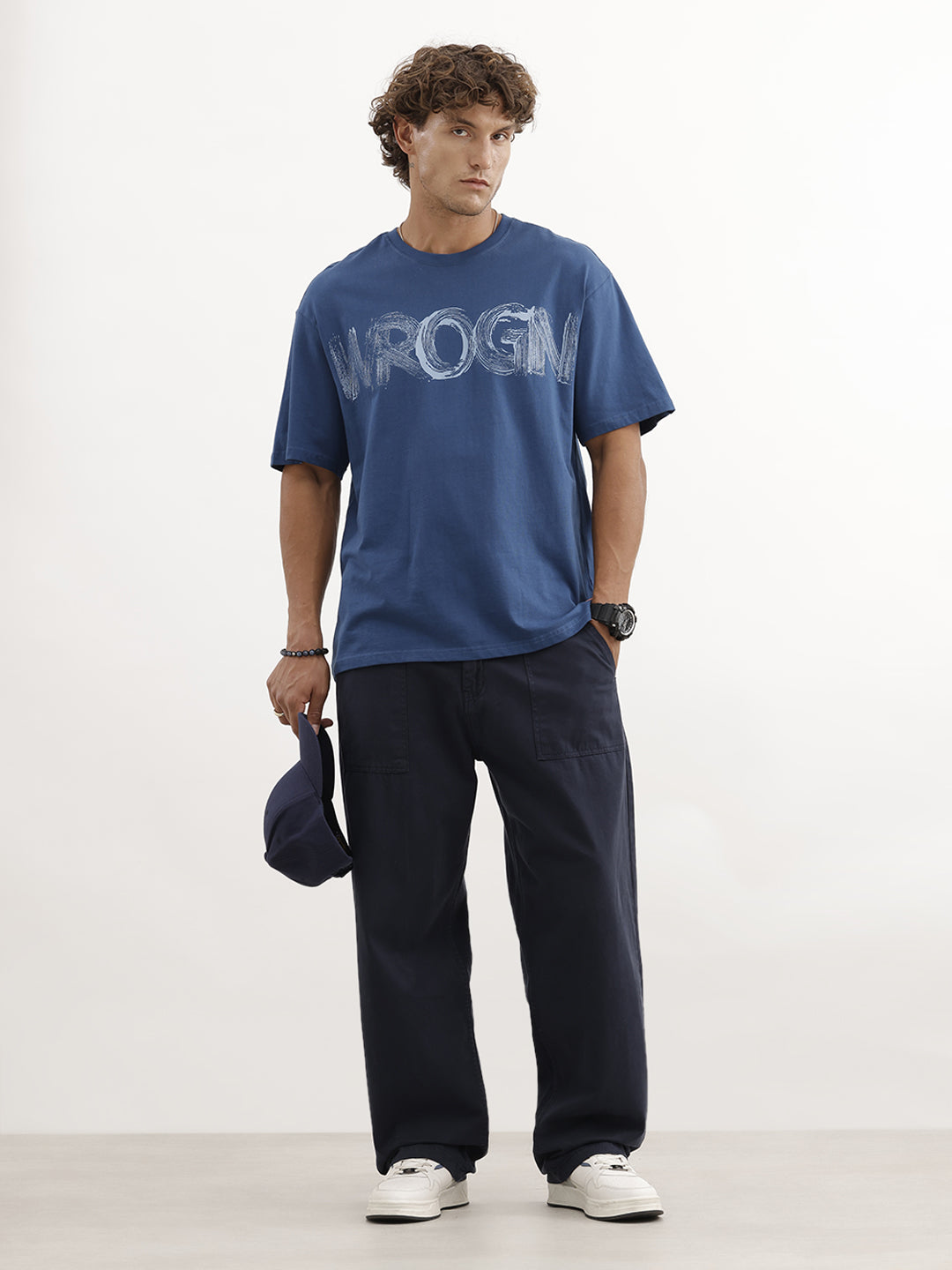 Solid Loose Fit Trouser | Navy Blue