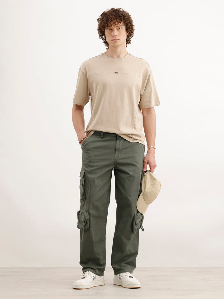 Loose Fit Cargo Trousers  | Olive