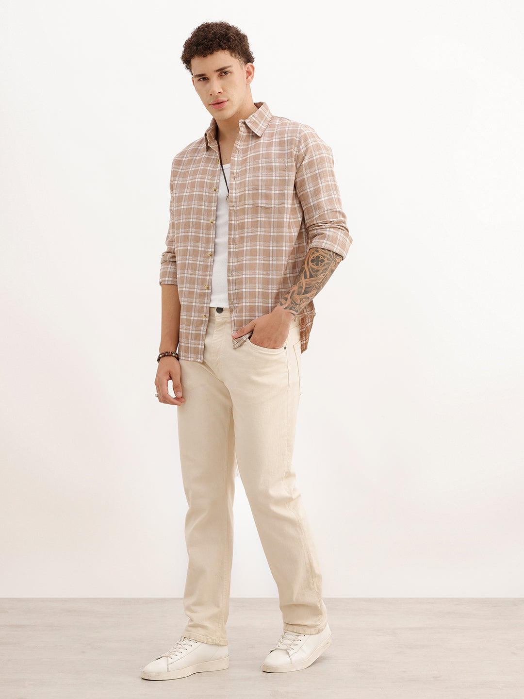 Regular Fit Full Sleeve Checkered Shirt | Brown | WWSH9160F