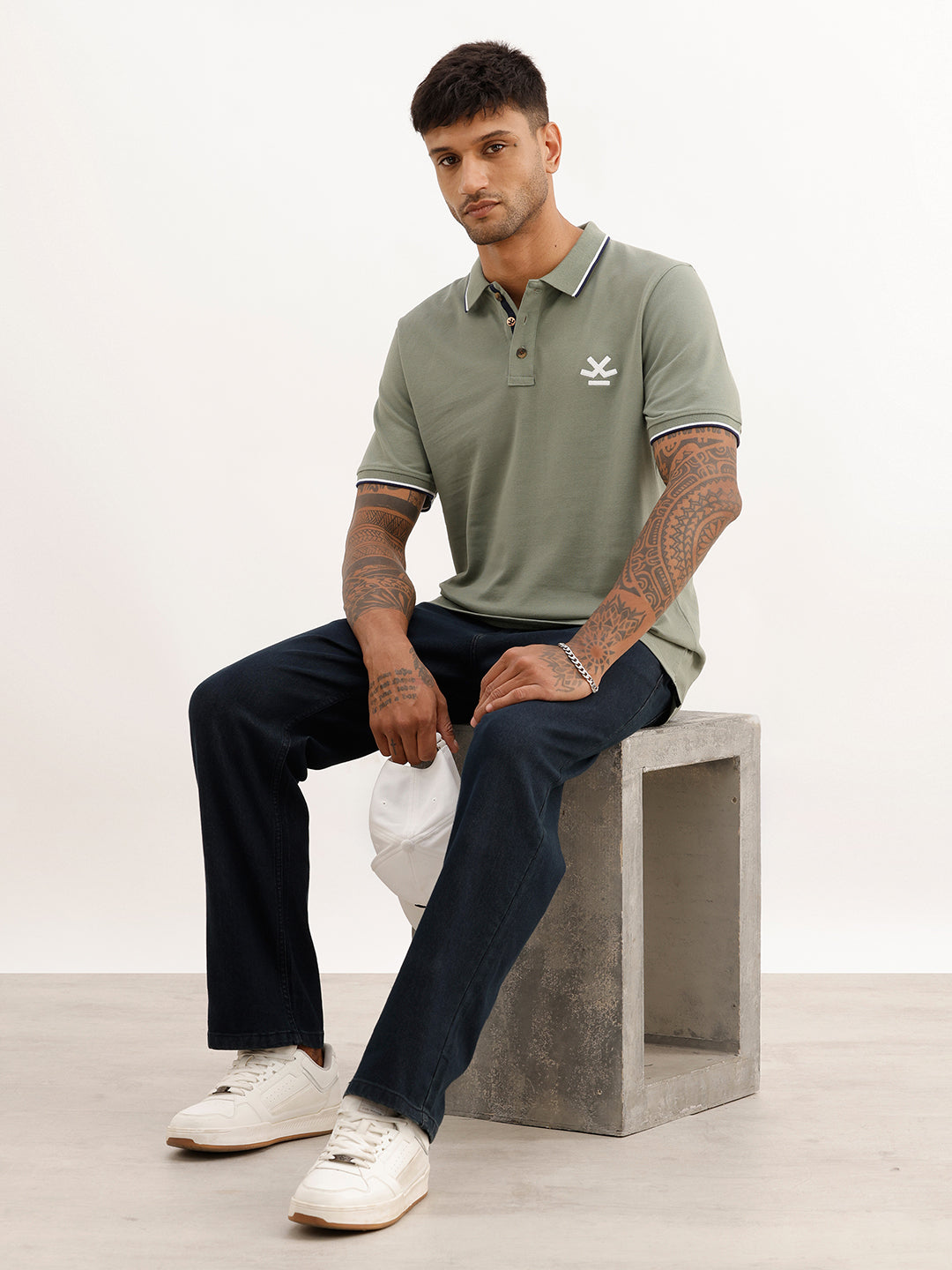 Slim Fit Tipping Collar Polo T-Shirt | Green