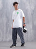 Men’s Casual Oevrsized Fit T-Shirt With Fe Patch | White