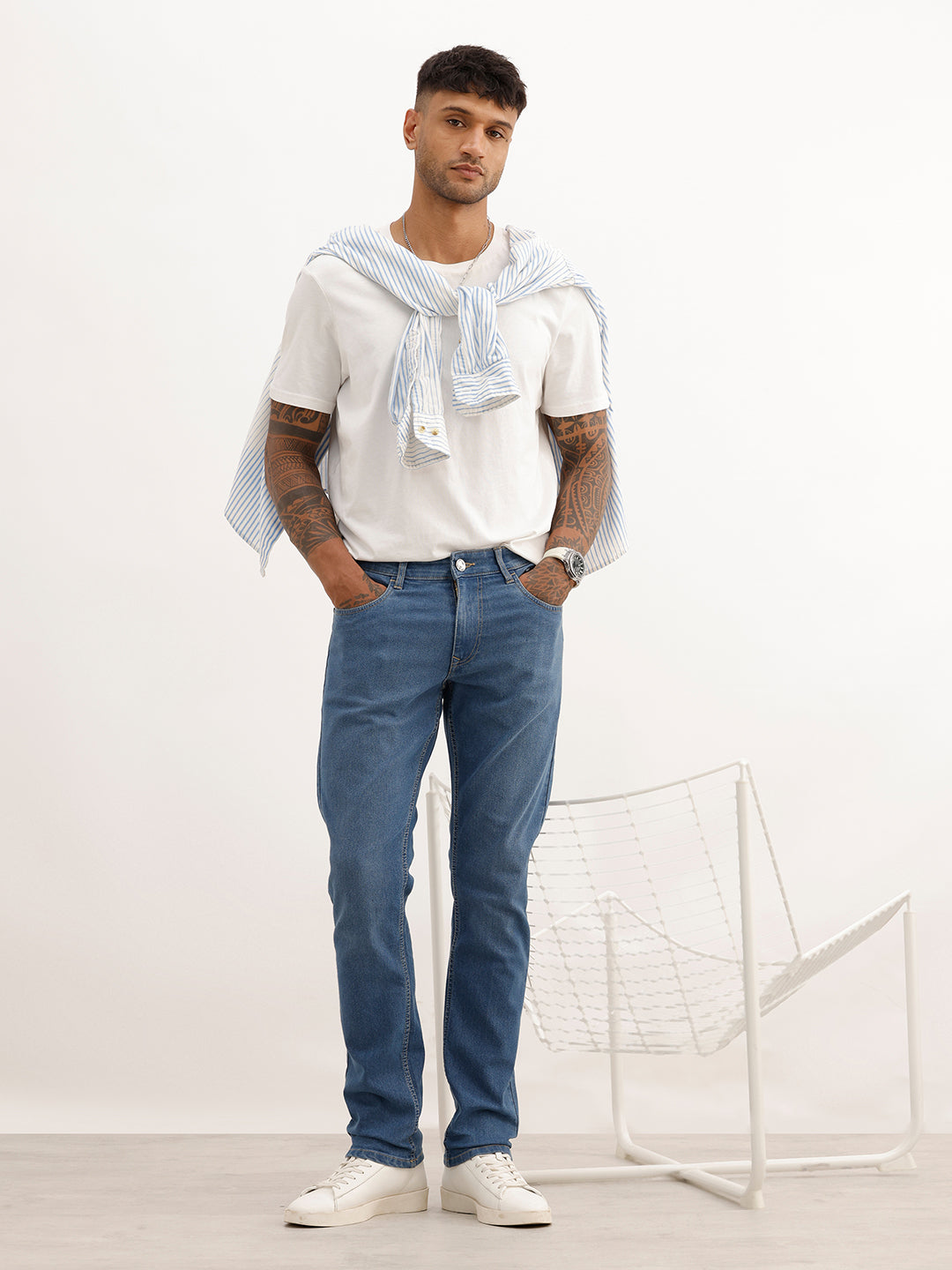 Solid Slim Fit Denim Jeans | Blue