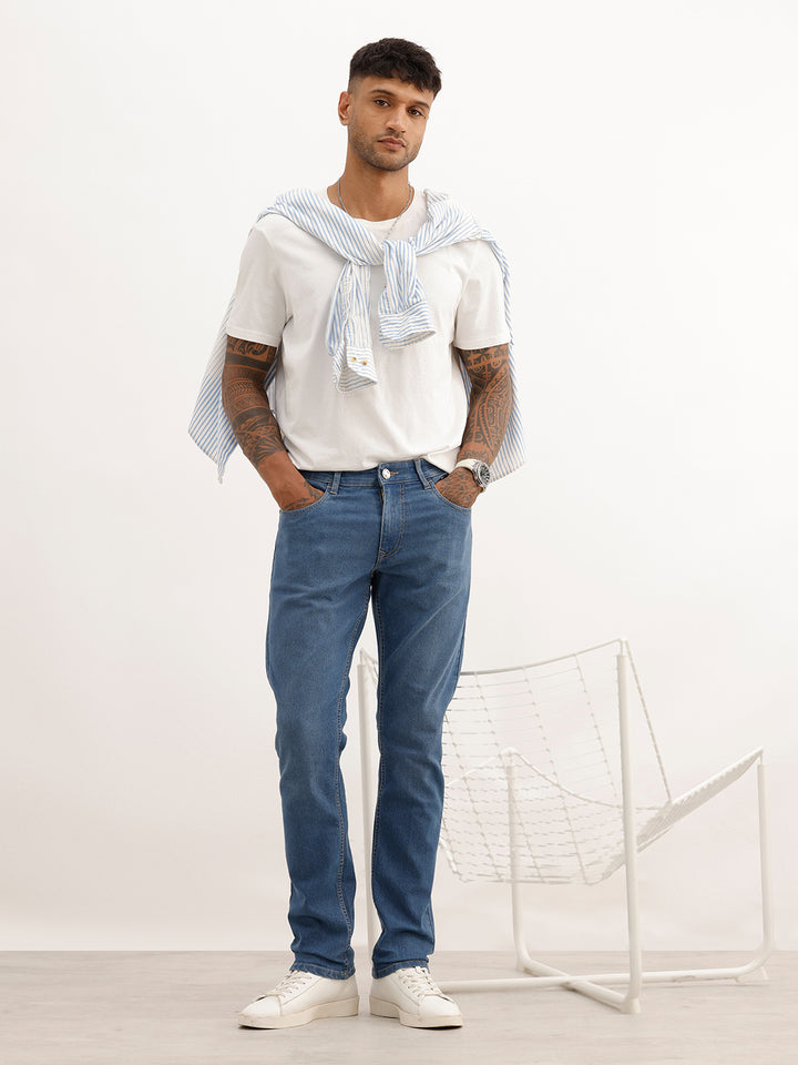 Solid Slim Fit Denim Jeans | Blue