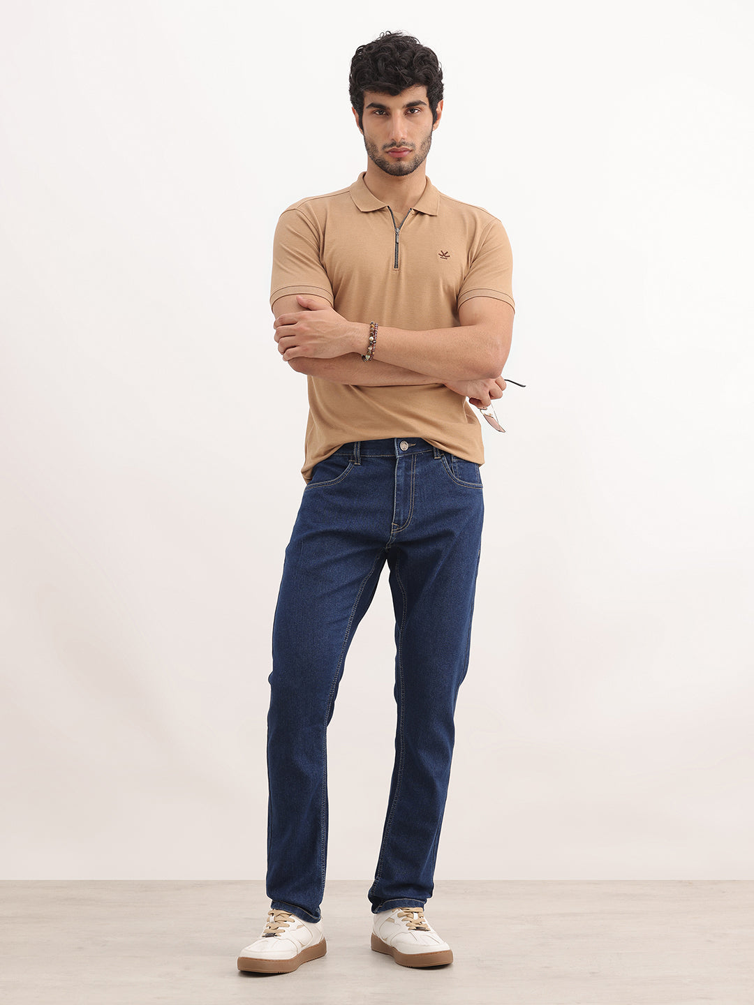 Solid Tapered Fit Denim Jeans | Dark Blue