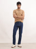 Solid Tapered Fit Denim Jeans | Dark Blue