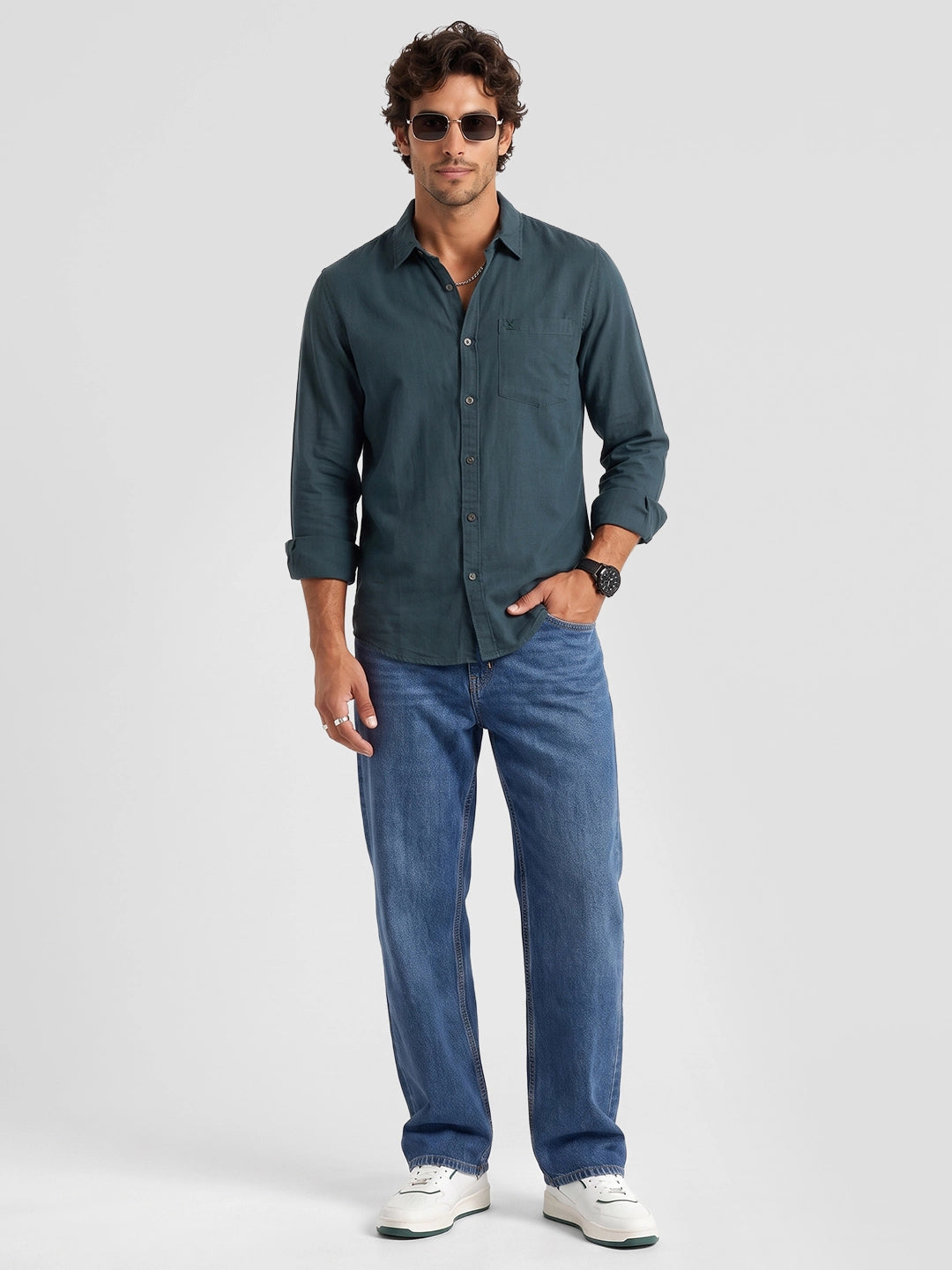 Solid Full Sleeve Shirt | Green