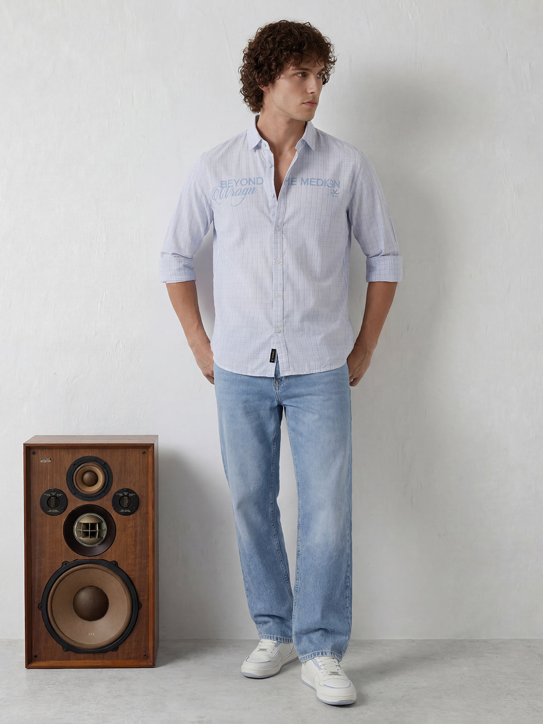 Comfort Fit Placement Printed Shirt | White