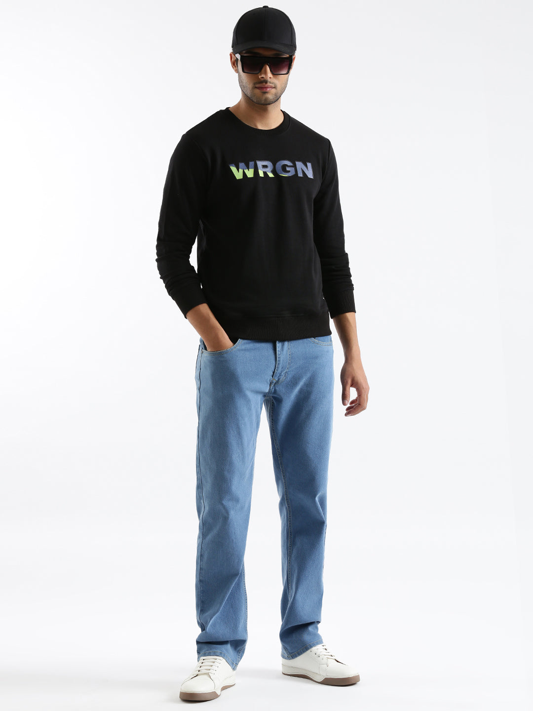 Wrogn Blend Printed Pullover Sweatshirt