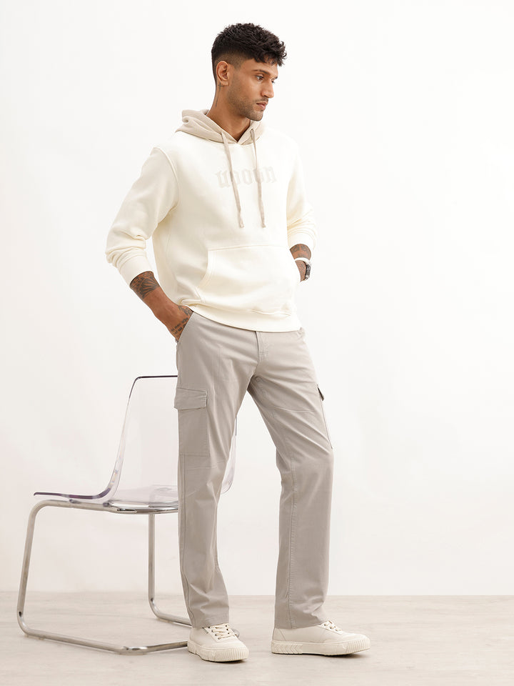 Solid Straight Fit Cargo Trouser | Grey