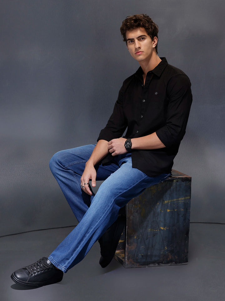 Men's Slim Fit Casual Shirt  |  Black