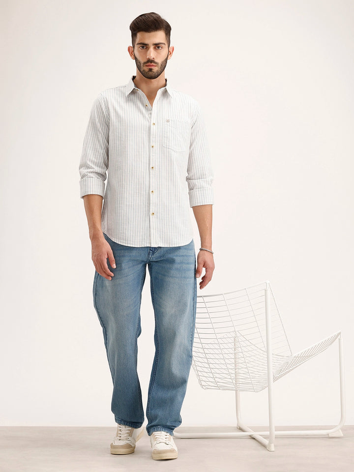Slim Fit Striped Shirt | Off White