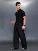 Men’s textured zip polo tshirt | Black