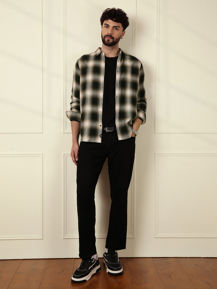 Shadow Checked Cotton Shirt | Black