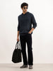 Solid Regular Fit Knitted Hooded Sweater | Blue