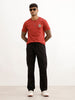 Solid Straight Fit Cargo Trousers | Black