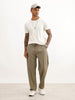 Solid Textured Loose Fit Trouser | Olive