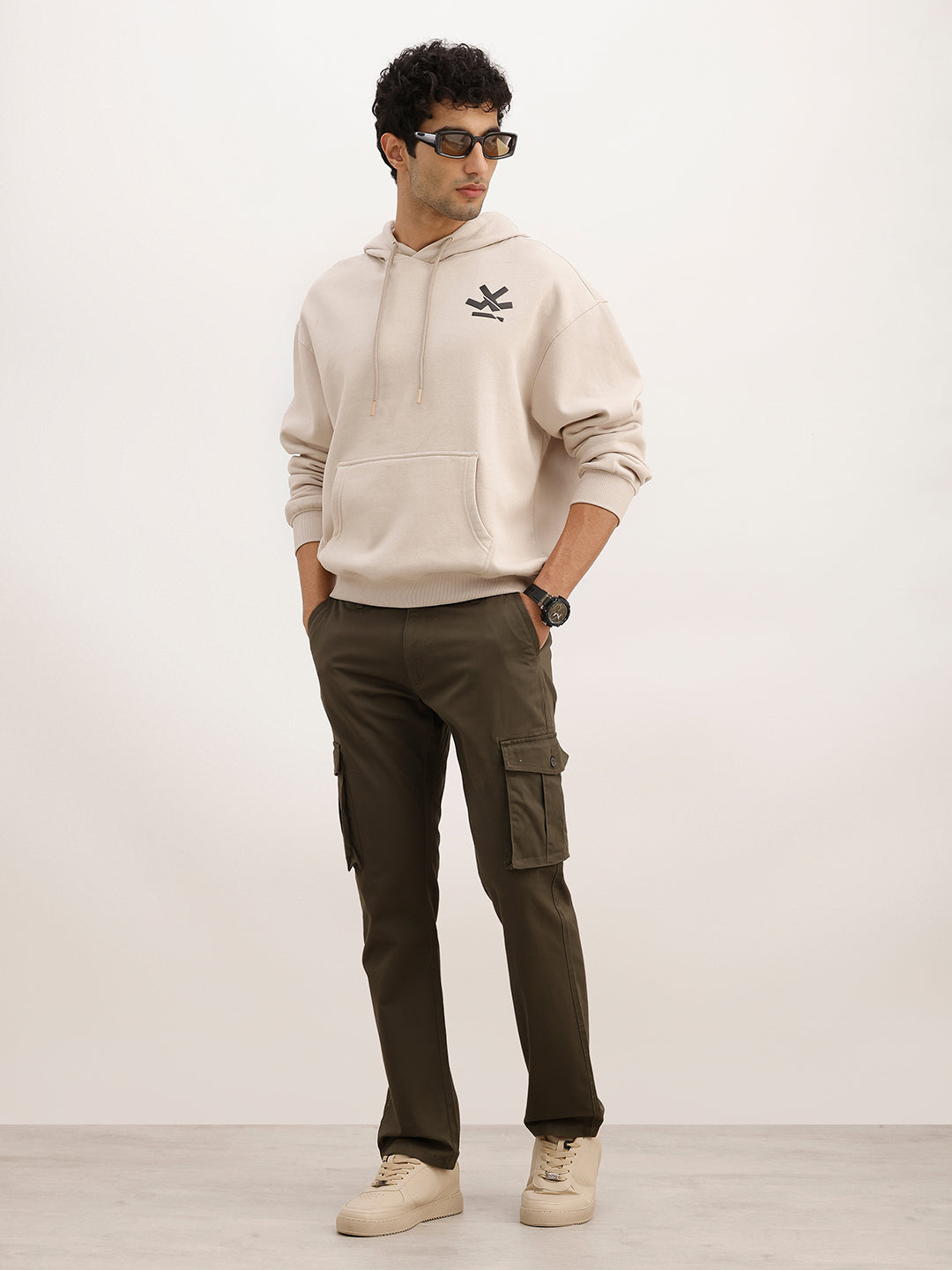 Classic Solid Straight Fit Cargo Trouser | Olive