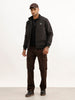 Solid Regular Fit Zipper Jacket | Black