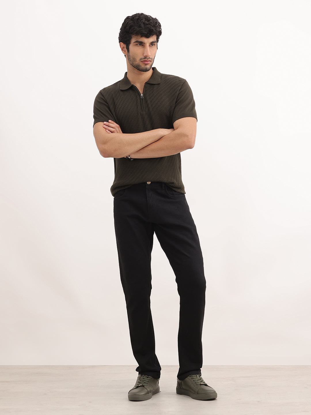 Solid Slim Fit Denim Jeans | Black