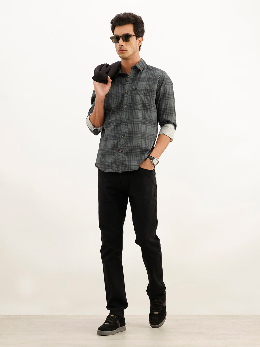 Regular Fit Checkered Shirt | Green
