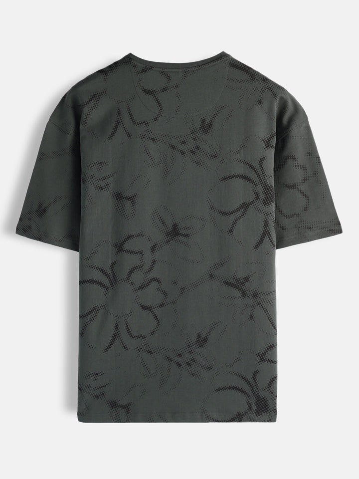 Oversized Floral AOP T-Shirt | Charcoal
