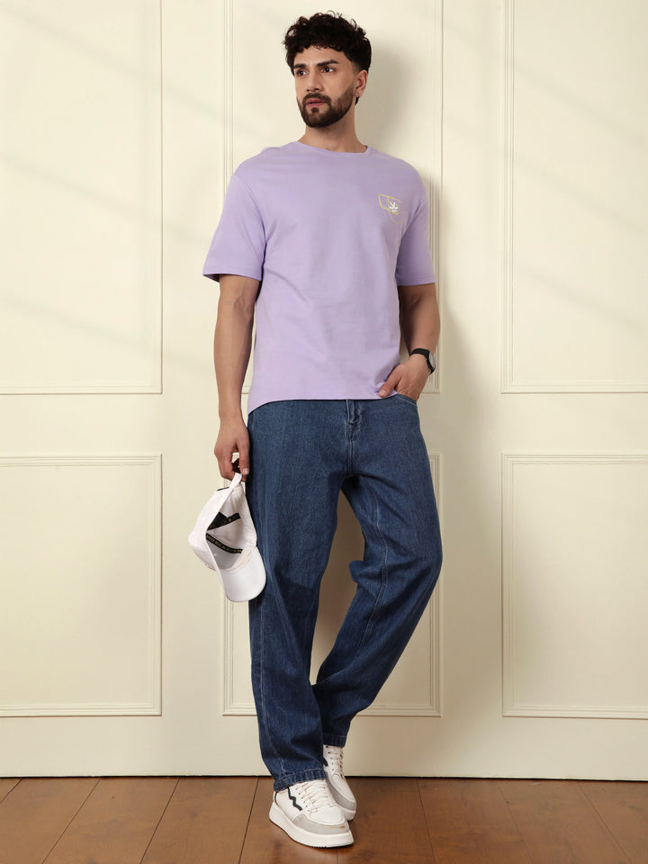 Heavy GSM Printed Faces T-Shirt | Purple