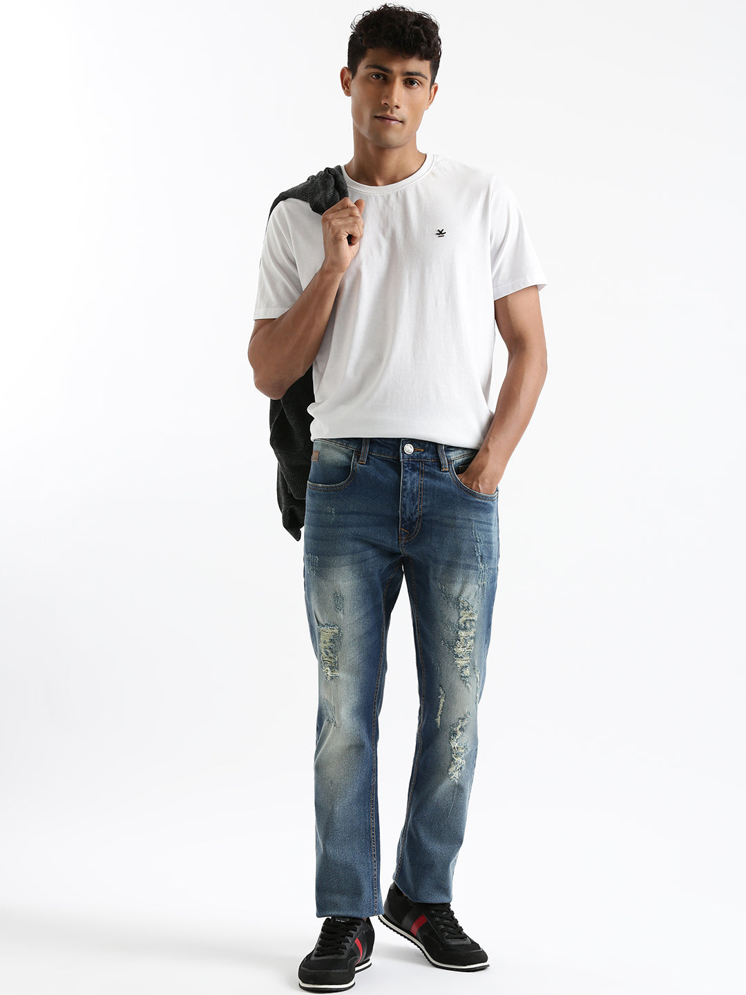 Faded Blue Distressed Jeans