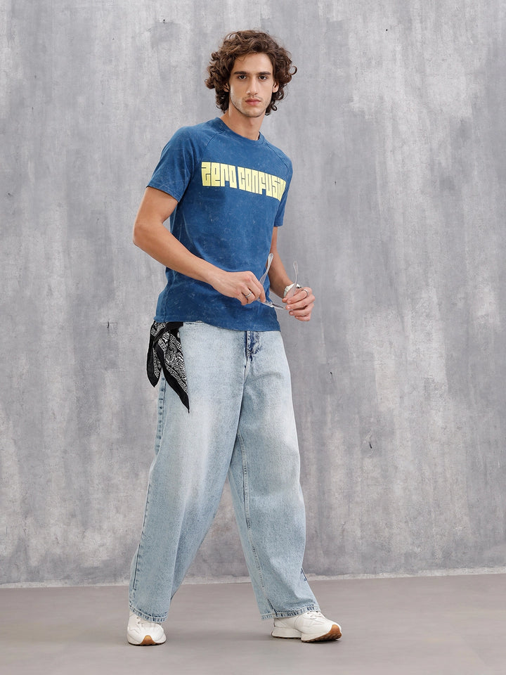 Washed Raglan Sleeve Slim Fit T-Shirt |  Dark Blue