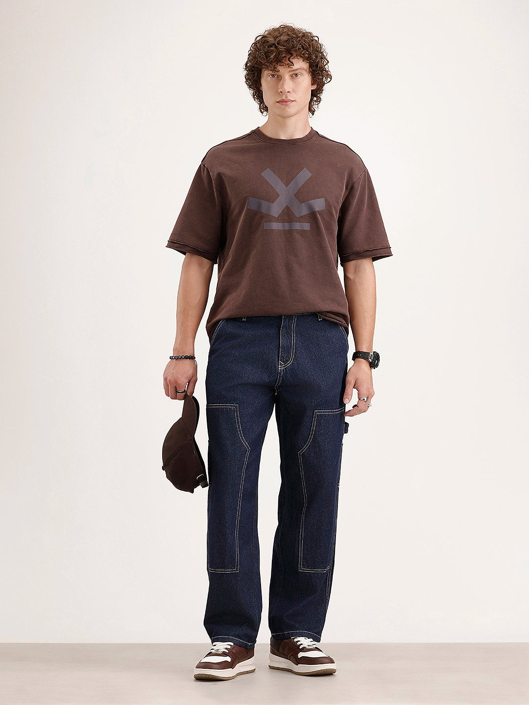 Loose Fit Cut & Sew Denim Jeans | Dark Blue
