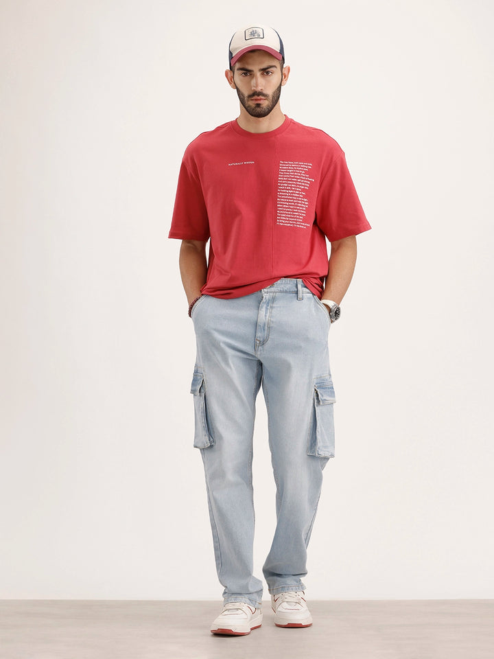 Anti Fit Cargo Denim Jeans | Light Blue
