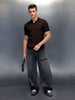 Textured Knit slim fit Polo T-shirt | Brown