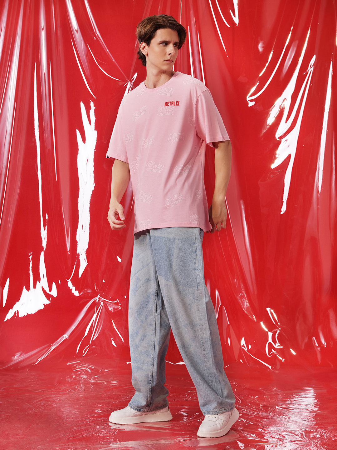 Netflix Chill Pink Oversized T-Shirt