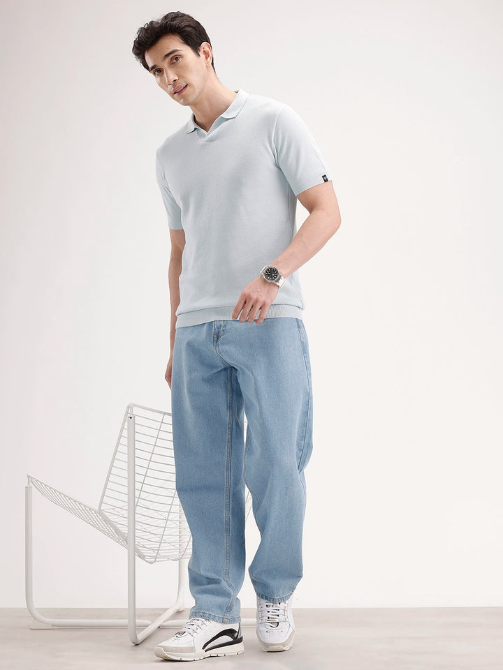 Solid Slim Fit Polo T-Shirt | Light Blue