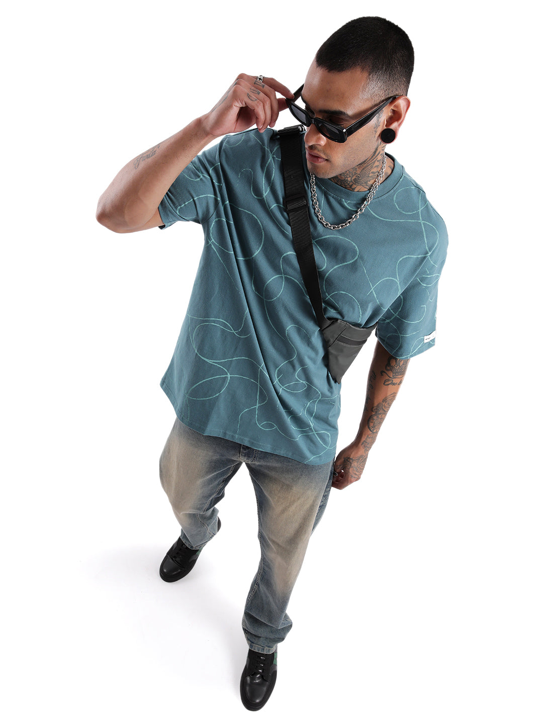 Urban Teal AOP Oversized T-Shirt