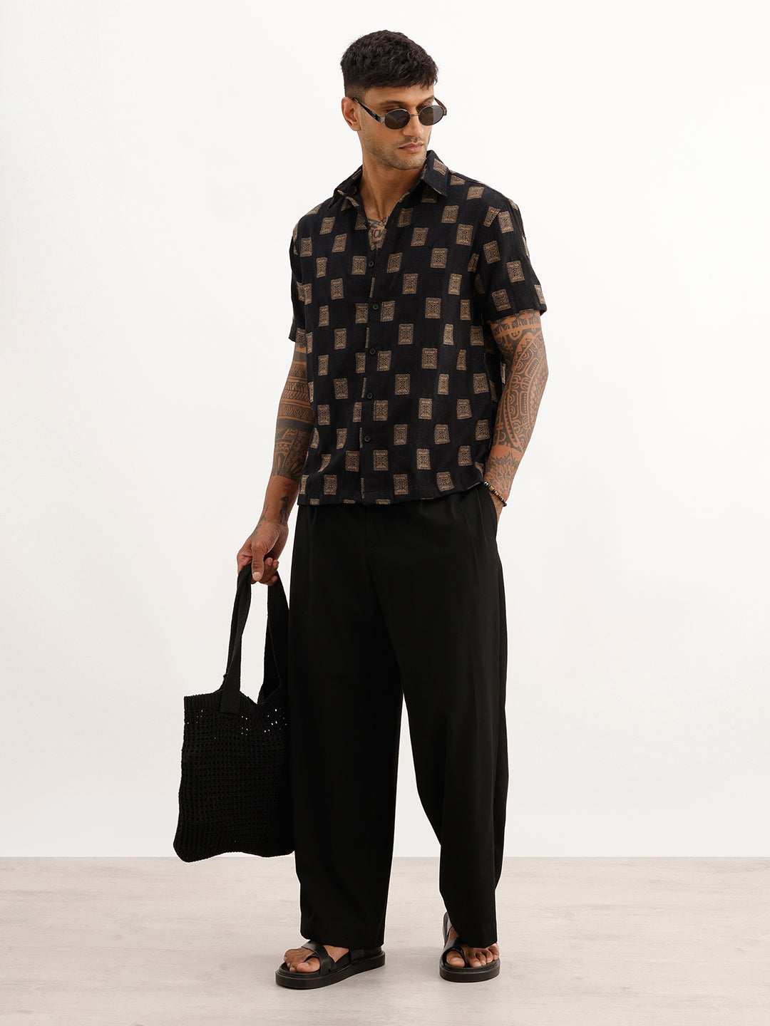 Classic Comfort Fit Jacquard Shirt | Black