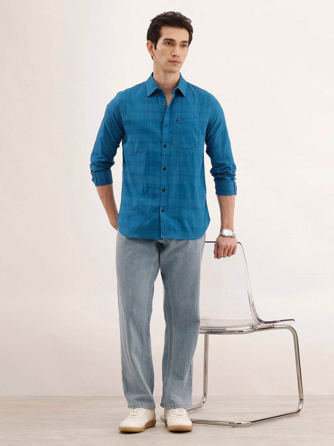 Regular Fit Textured Shirt | Blue