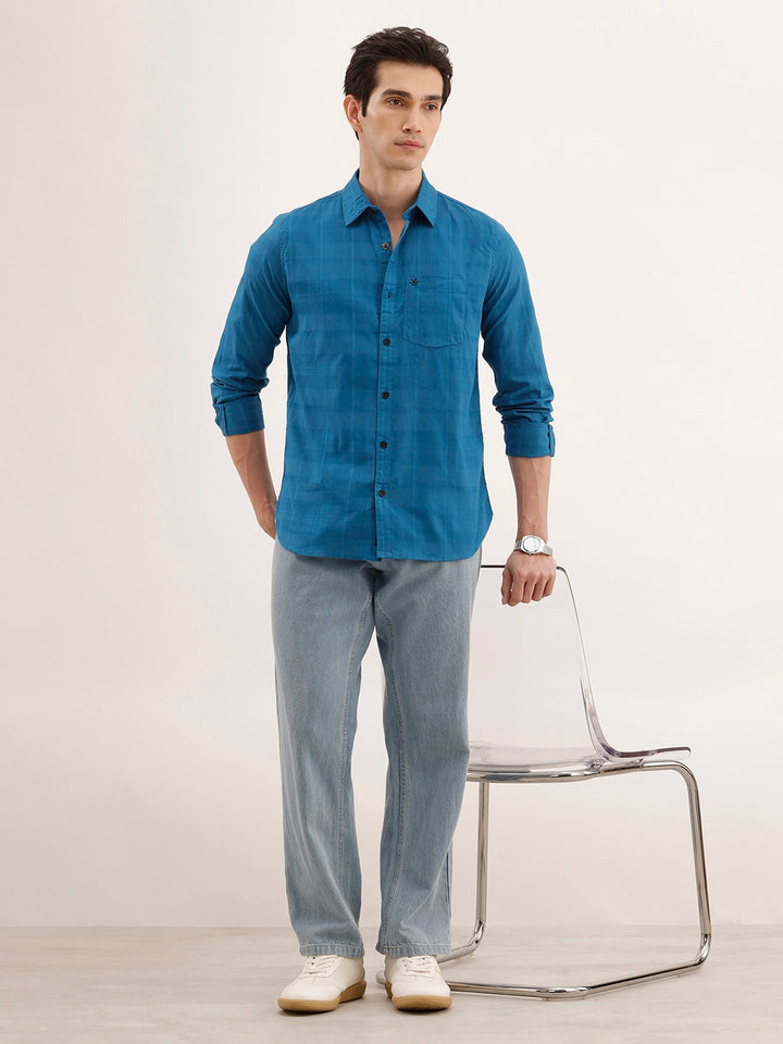 Regular Fit Textured Shirt | Blue