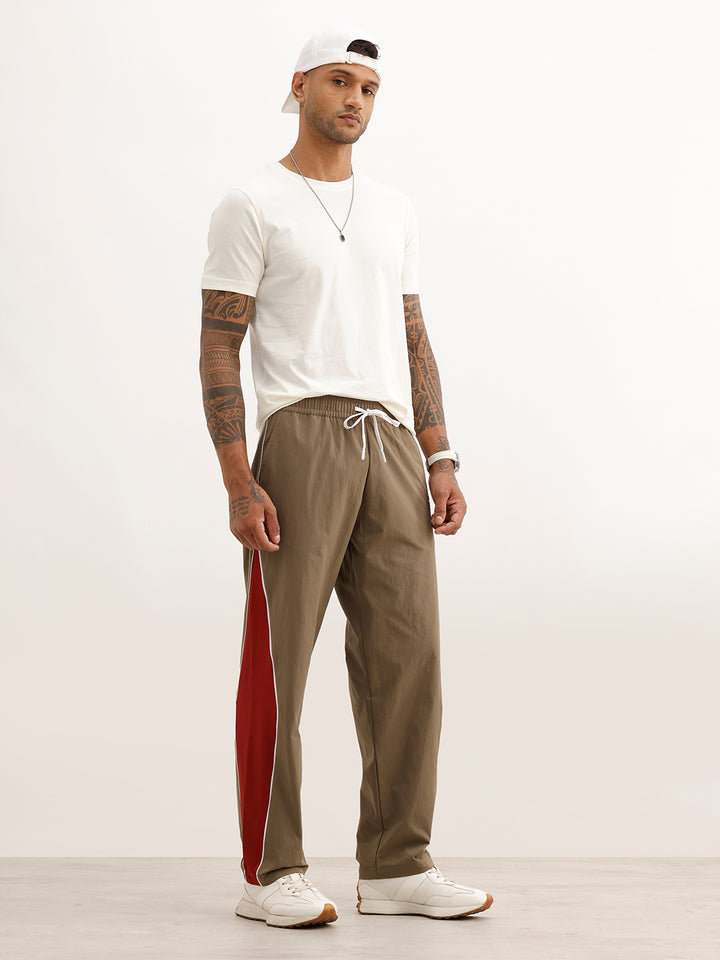 Classic Colorblock Loose Fit Track Pant | Khaki